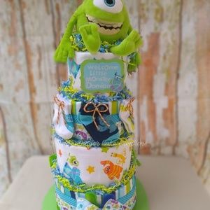 Monster's Inc diaper cake, baby shower gift